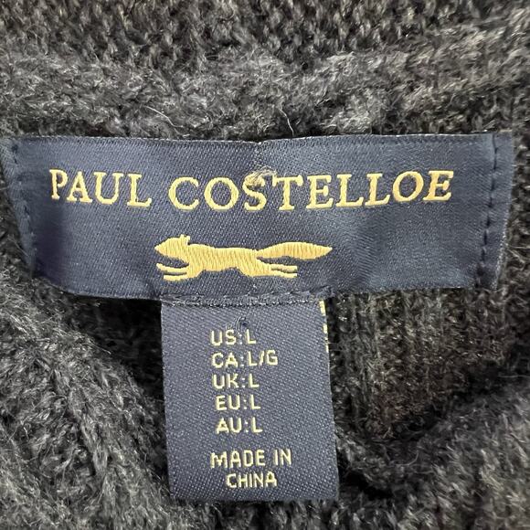 Paul Costelloe Wool Alpaca Long Sleeve Cable Knit Sweater Dress Gray Sz L Ribbed - Picture 11 of 12